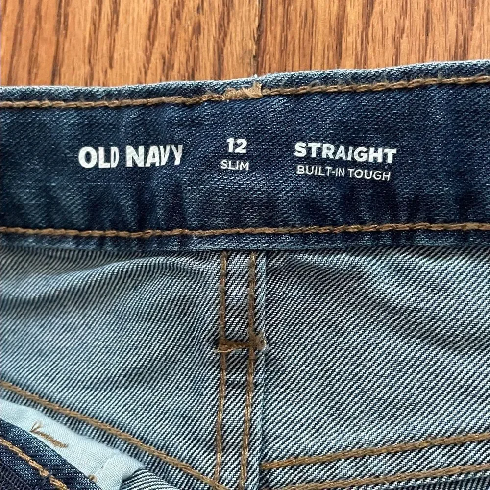 Old Navy Straight Leg Built in Tough Jeans Medium Wash Boy’s Sz 12 Slim